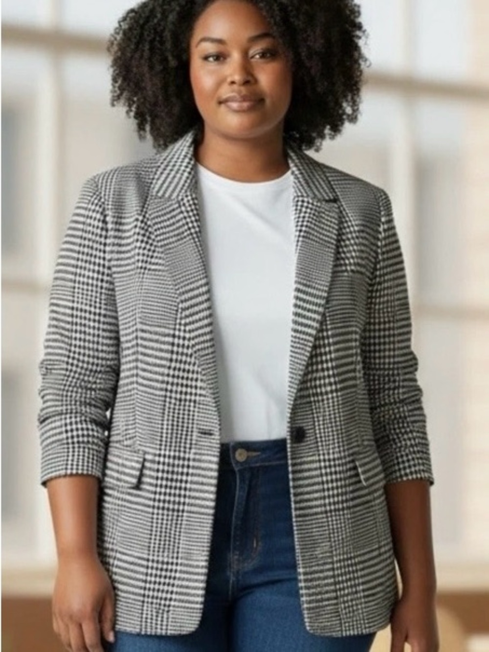 LB Blazer B/W Plaid 1-Button